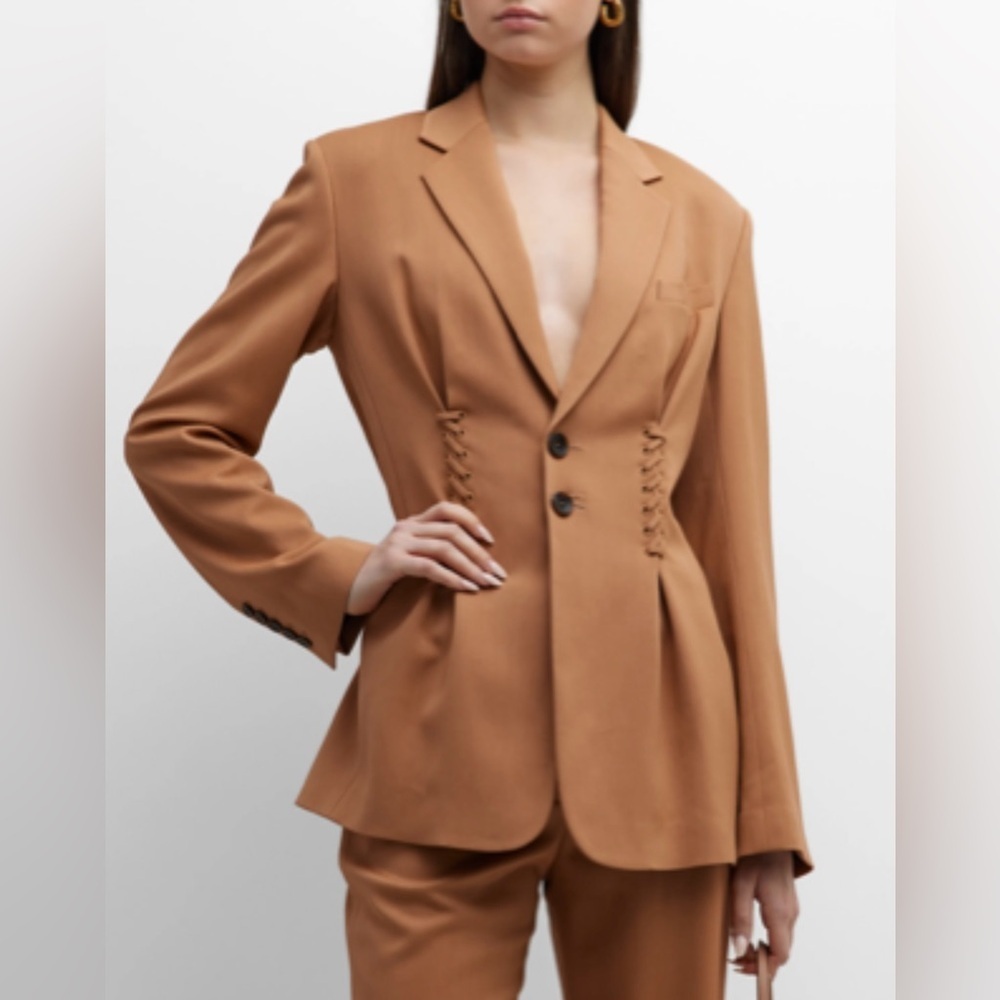 A.L.C. Maverick Jacket Tawny Brown Lace Up Princess Silhouette Size: 6 - Picture 3 of 14